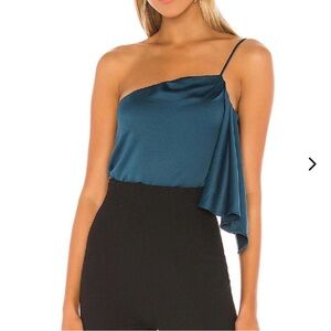 Lovers + Friends Teal Satin Top